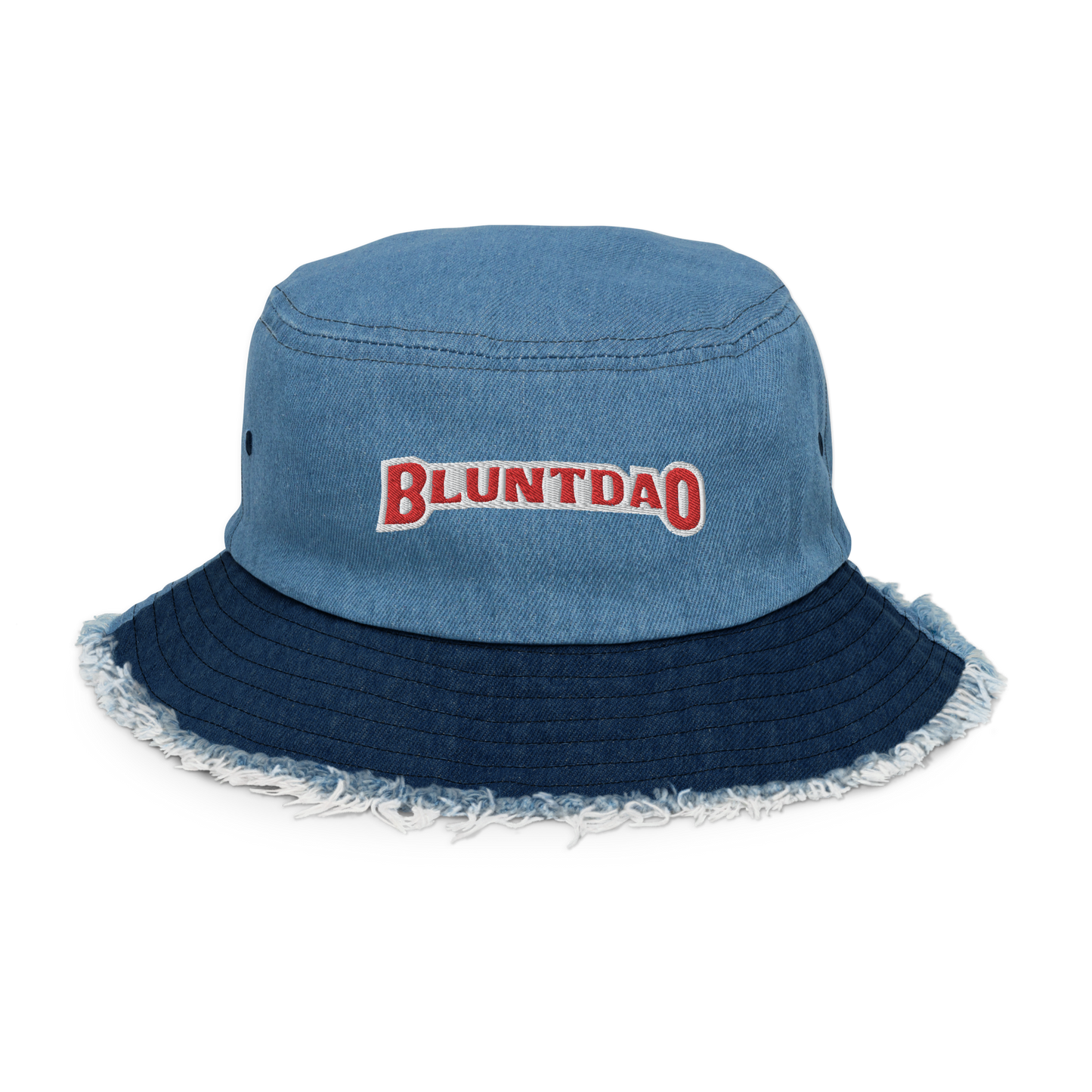 BluntDAO Embroidery Distressed Denim Bucket Hat