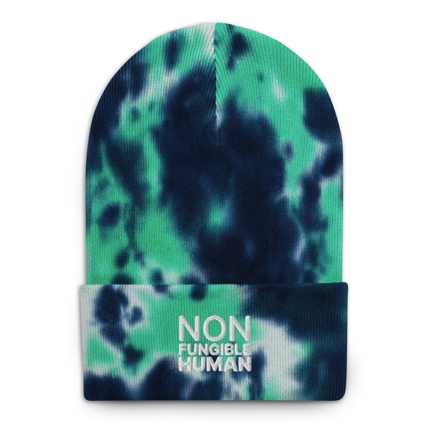 NON FUNGIBLE HUMAN EMBROIDERY Tie-dye beanie