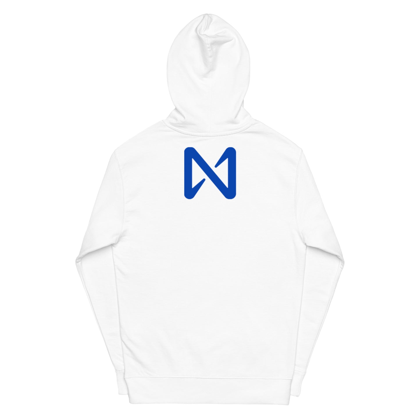 OPEN THE WEB HOODIE w/ NEAR ICON on BACK (Blue on White) Unisex Midweight hoodie